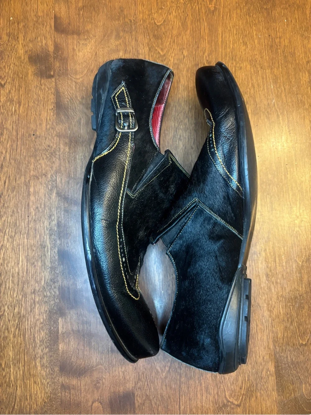 Men's Black Haircalf Wingtip Slip-On Dress Shoes